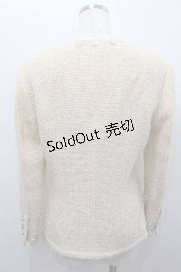 画像4: PINK HOUSE / フラワーモチーフ付きツイード調ノーカラージャケット M キナリ I-26-02-06-034-LO-JA-SA-ZI (4)