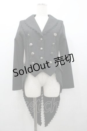 画像: ALICE and the PIRATES / ストライプ燕尾ジャケット  黒Ｘ白 I-26-02-06-039-PA-JA-SA-ZI