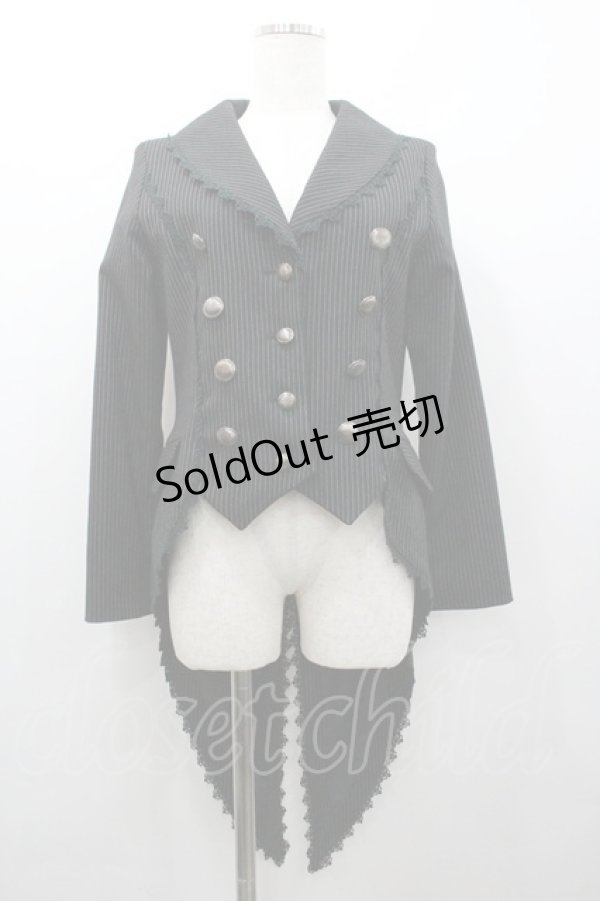 画像1: ALICE and the PIRATES / ストライプ燕尾ジャケット  黒Ｘ白 I-26-02-06-039-PA-JA-SA-ZI (1)