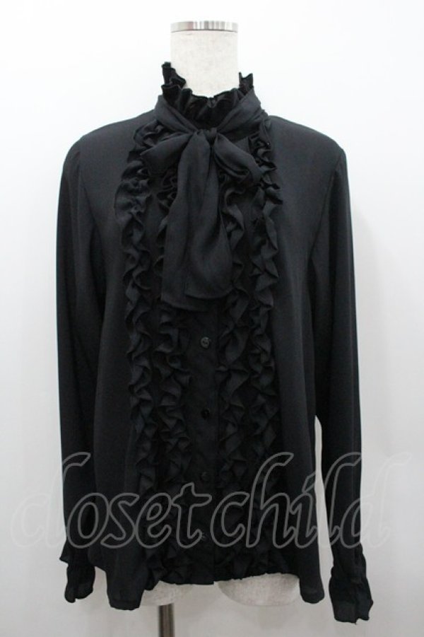 画像1: Physical Drop / スタンドフリルカラーブラウス  黒 I-26-02-06-005-LO-BL-SA-ZI (1)