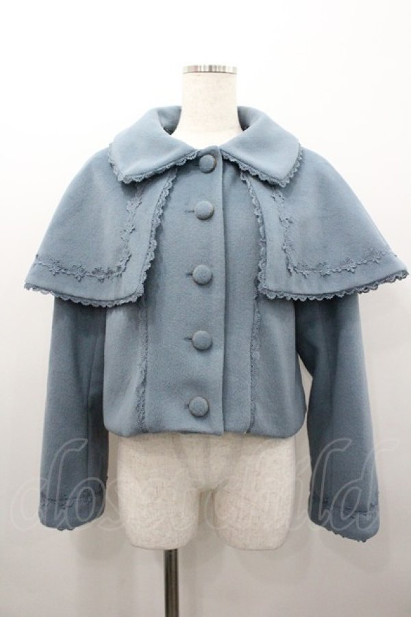 画像1: axes femme kawaii / ケープ付ショートコート  サックス I-26-02-06-042-AX-CO-AS-ZI (1)