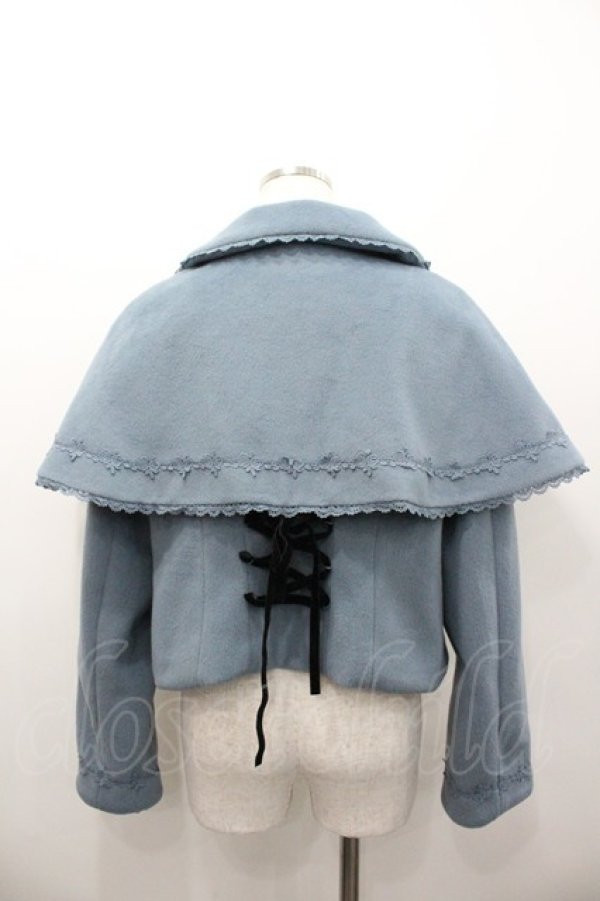 画像3: axes femme kawaii / ケープ付ショートコート  サックス I-26-02-06-042-AX-CO-AS-ZI (3)