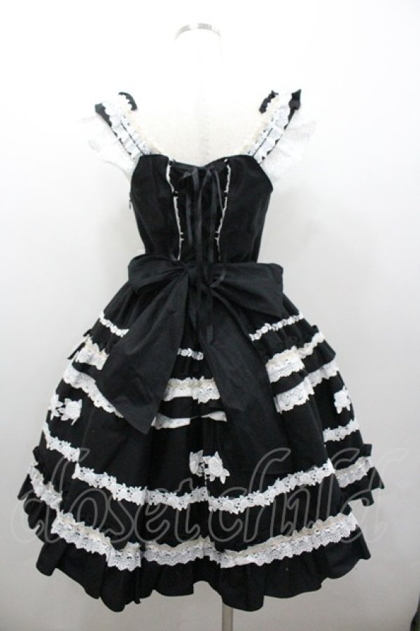 画像3: BABY,THE STARS SHINE BRIGHT / Rose Lace Rococoジャンパースカート  黒Ｘ白 I-26-02-06-044-BA-OP-SA-ZI (3)