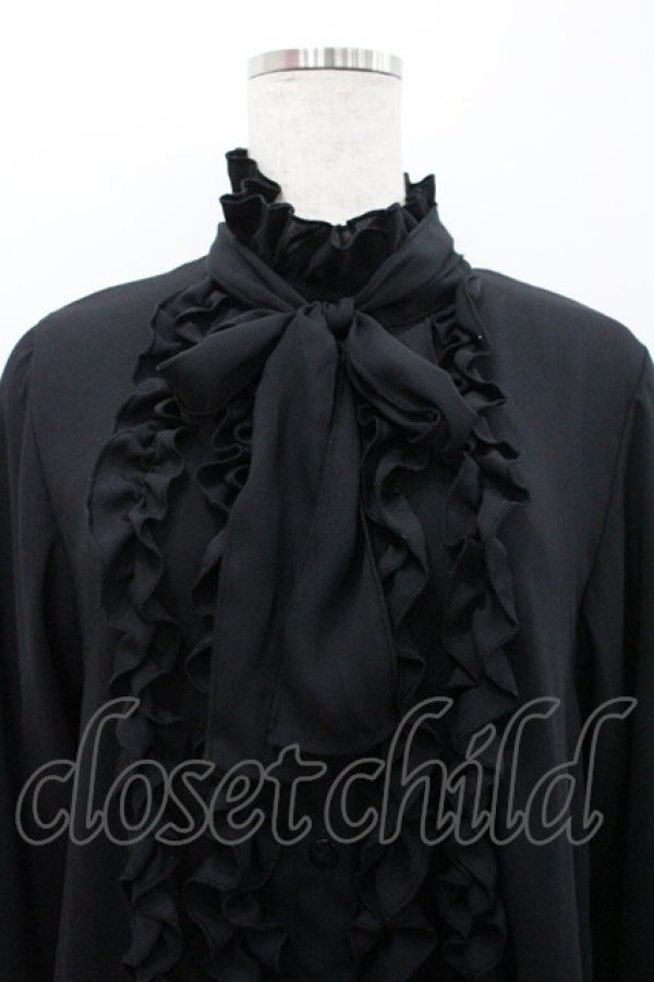 画像2: Physical Drop / スタンドフリルカラーブラウス  黒 I-26-02-06-005-LO-BL-SA-ZI (2)