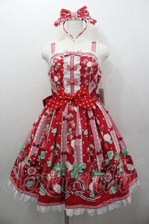画像: Angelic Pretty / 摘みたていちごジャンパースカートSet  赤 I-26-02-06-048-AP-OP-SA-ZI