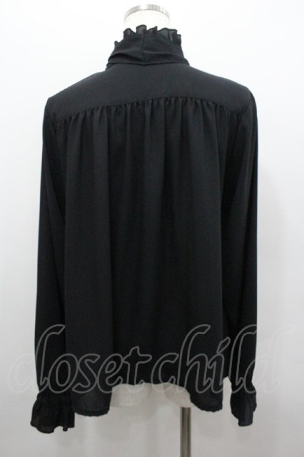画像3: Physical Drop / スタンドフリルカラーブラウス  黒 I-26-02-06-005-LO-BL-SA-ZI (3)