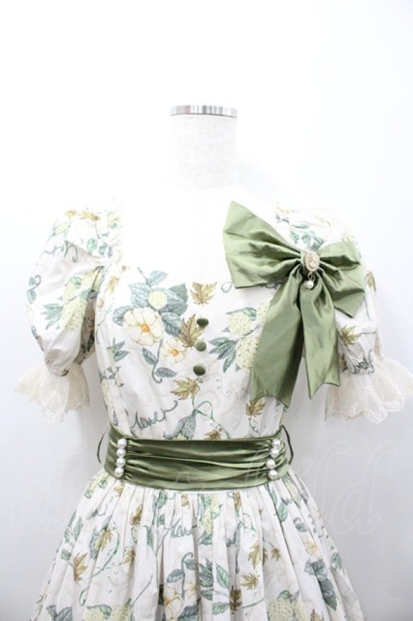 画像2: Hoshibako Works / Camellia and Pearl プリントワンピース  オフホワイト I-26-02-06-058-LO-OP-HR-ZI (2)