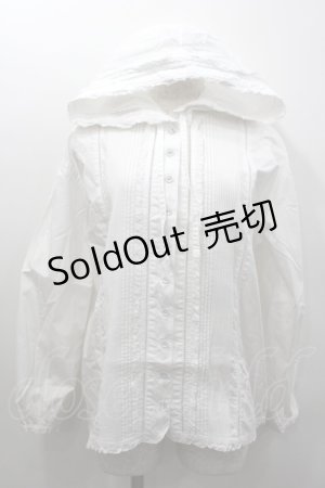 画像: PINK HOUSE / ピンタックピコフリルフード長袖ブラウス  白 I-26-02-06-007-LO-BL-SA-ZI