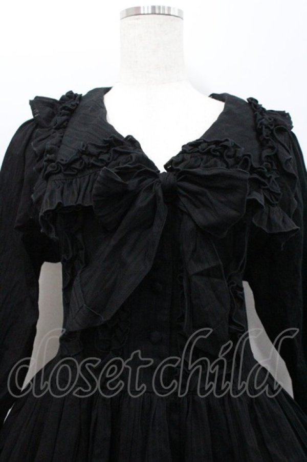 画像2: Physical Drop / 大衿フリルワンピース  黒 I-26-02-06-062-LO-OP-SA-ZI (2)