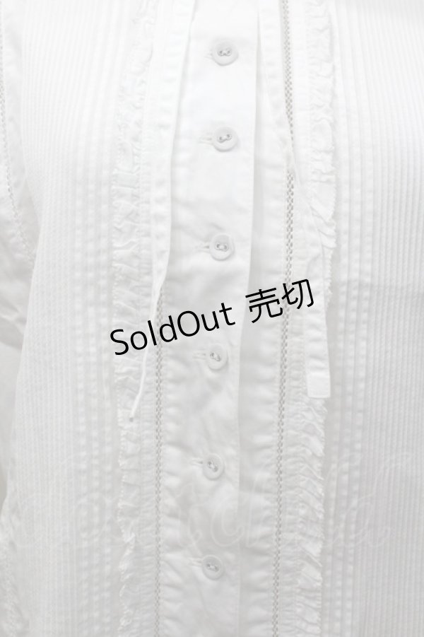 画像2: PINK HOUSE / ピンタックピコフリルフード長袖ブラウス  白 I-26-02-06-007-LO-BL-SA-ZI (2)