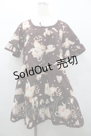 画像: PINK HOUSE / ティーカップptチュニックワンピース  ブラウン I-26-02-06-067-LO-OP-SA-ZI