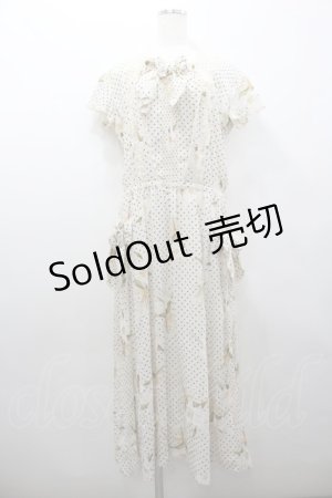 画像: INGEBORG / 百合&ドット柄半袖ワンピース  アイボリー I-26-02-06-069-LO-OP-SA-ZI