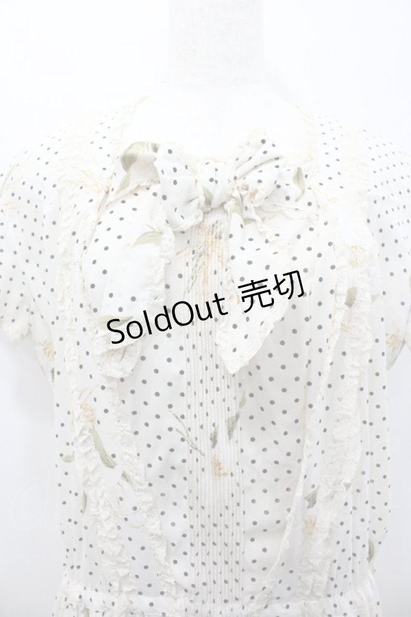 画像2: INGEBORG / 百合&ドット柄半袖ワンピース  アイボリー I-26-02-06-069-LO-OP-SA-ZI (2)