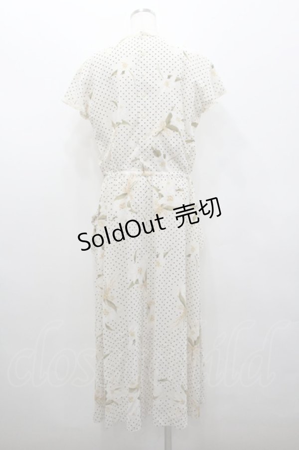 画像4: INGEBORG / 百合&ドット柄半袖ワンピース  アイボリー I-26-02-06-069-LO-OP-SA-ZI (4)