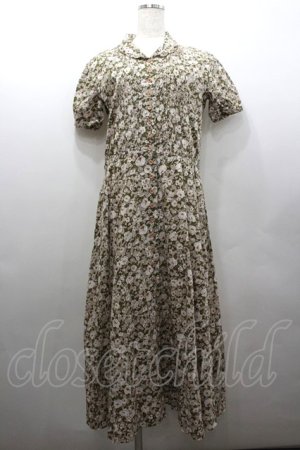 画像: INGEBORG / 総花柄半袖前開きワンピース  ベージュ I-26-02-06-073-LO-OP-SA-ZI