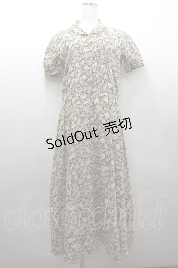 画像1: INGEBORG / 総花柄半袖前開きワンピース  ベージュ I-26-02-06-073-LO-OP-SA-ZI (1)