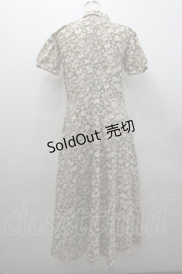 画像3: INGEBORG / 総花柄半袖前開きワンピース  ベージュ I-26-02-06-073-LO-OP-SA-ZI (3)
