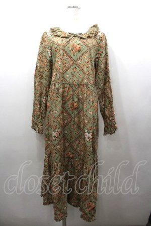 画像: PINK HOUSE / 薔薇格子プリントミディワンピース  グリーン I-26-02-06-075-LO-OP-HR-ZI