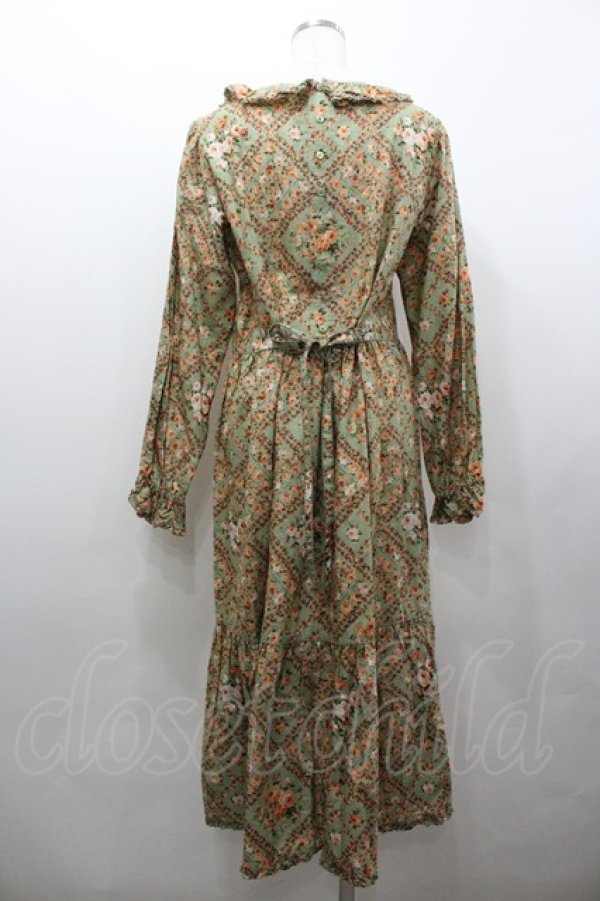 画像4: PINK HOUSE / 薔薇格子プリントミディワンピース  グリーン I-26-02-06-075-LO-OP-HR-ZI (4)