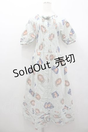 画像: PINK HOUSE / キューピーワッペン柄半袖前開きワンピース  ライトブルー I-26-02-06-077-LO-OP-SA-ZI