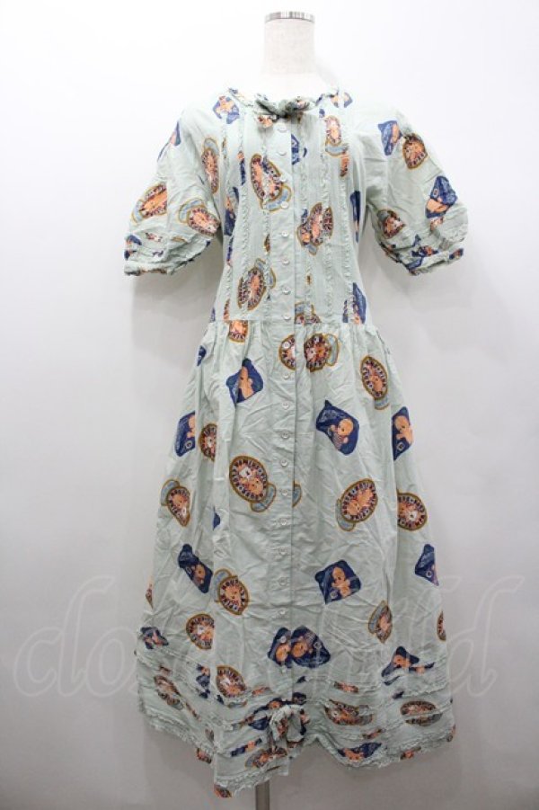 画像1: PINK HOUSE / キューピーワッペン柄半袖前開きワンピース  ライトブルー I-26-02-06-077-LO-OP-SA-ZI (1)