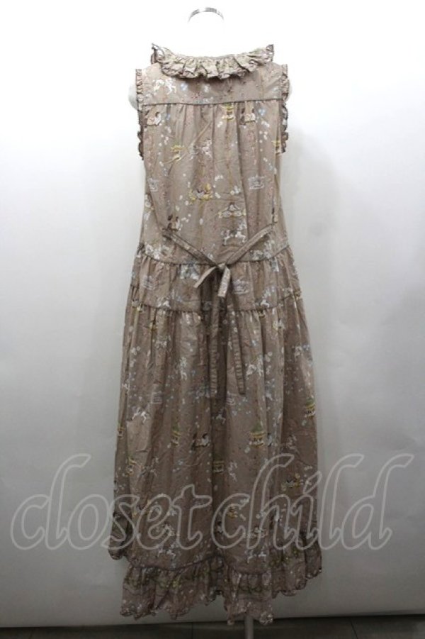 画像5: PINK HOUSE / メリーゴウランドプリントノースリーブワンピース  モカ I-26-02-06-079-LO-OP-SA-ZI (5)