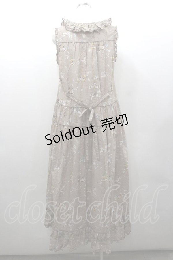 画像5: PINK HOUSE / メリーゴウランドプリントノースリーブワンピース  モカ I-26-02-06-079-LO-OP-SA-ZI (5)