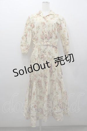 画像: INGEBORG / 花柄ベルト付き5分袖ワンピース  キナリ I-26-02-06-080-LO-OP-SA-ZI