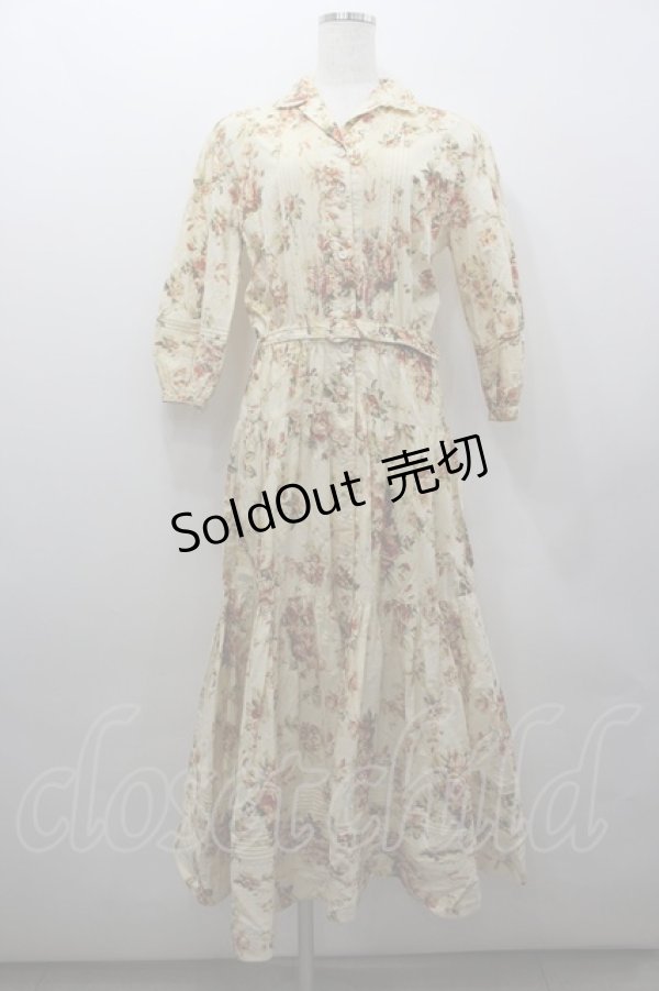 画像1: INGEBORG / 花柄ベルト付き5分袖ワンピース  キナリ I-26-02-06-080-LO-OP-SA-ZI (1)