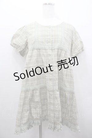 画像: PINK HOUSE / 胸下切替チェック柄半袖チュニック  グリーン I-26-02-06-083-LO-BL-SA-ZI