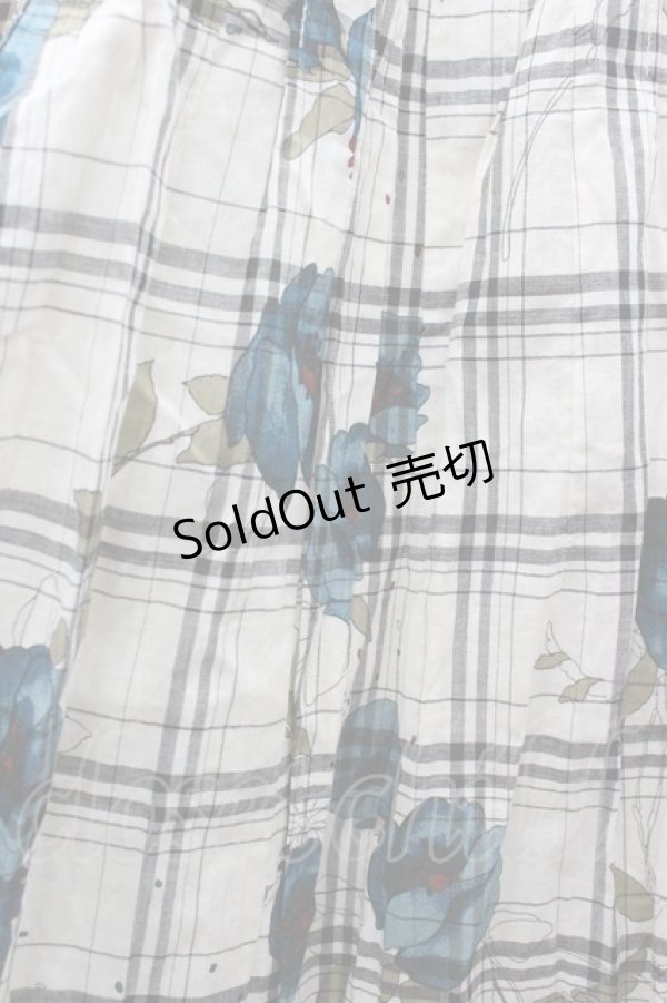 画像2: INGEBORG / チェック&花柄スカート 13号 アイボリー×ブラック×ブルー I-26-02-06-087-LO-SK-SA-ZI (2)