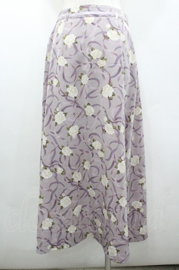画像3: INGEBORG / 薔薇&ドットリボン柄前開きスカート L ラベンダー I-26-02-06-088-LO-SK-SA-ZI (3)
