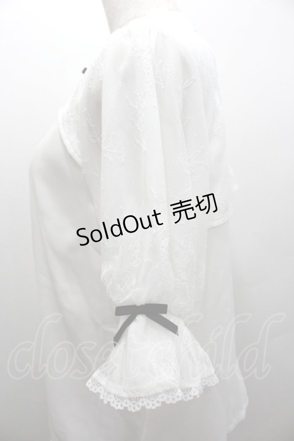 画像3: axes femme kawaii / レース重ね半袖ブラウス  白 I-26-02-06-001-AX-BL-AS-ZI (3)