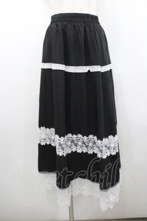 画像: MARBLE / レース飾りティアードロングスカート  黒 I-26-02-06-092-GO-SK-AS-ZI