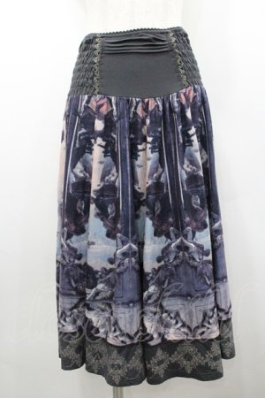 画像: OZZ ANGELO / 絵画pt2wayスカート  ブルー I-26-02-06-094-OO-SK-SA-ZI