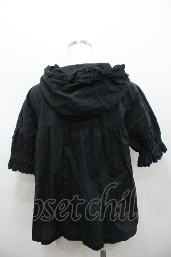 画像4: PINK HOUSE / フロントピンタックフリルフード長袖ブラウス  黒 I-26-02-06-009-LO-BL-SA-ZI (4)