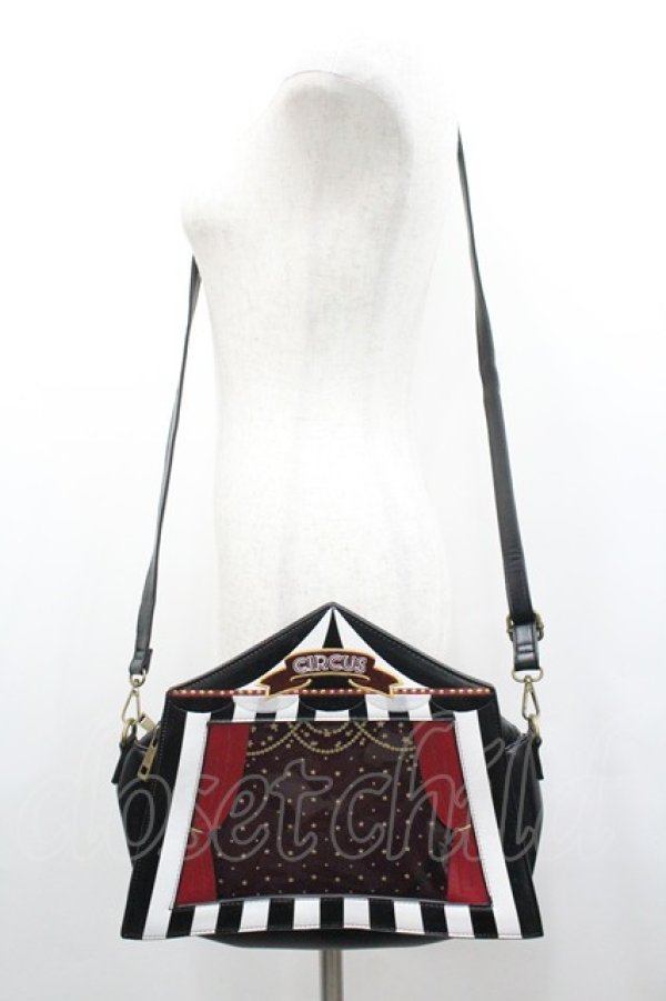 画像2: axes femme kawaii / サーカステントバッグ  黒Ｘ白Ｘボルドー I-26-02-06-105-AX-BG-SA-ZI (2)