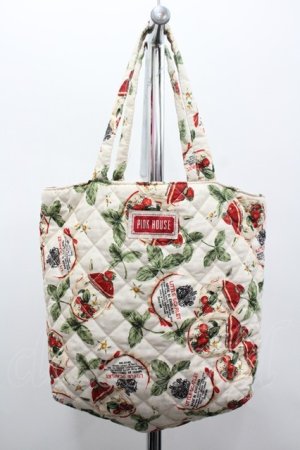 画像: PINK HOUSE / ムック本付録　キルティングバッグ  アイボリーＸ緑Ｘ赤 I-26-02-06-118-LO-BG-SA-ZI