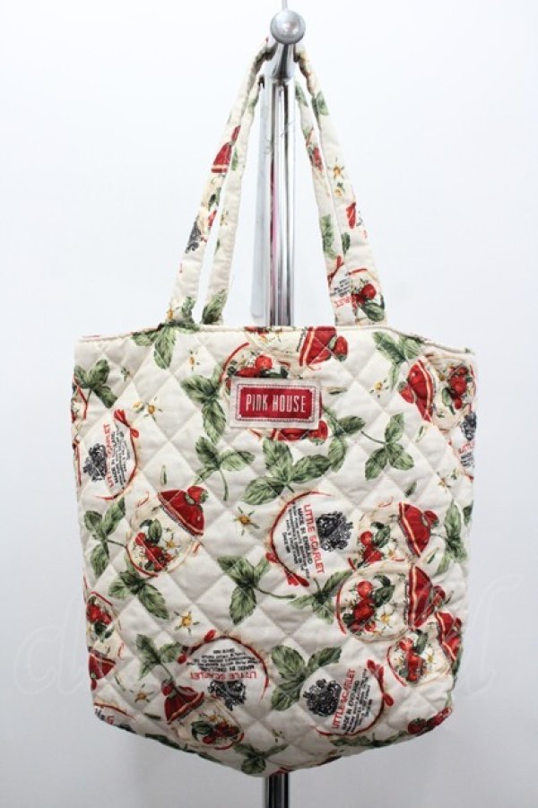 画像1: PINK HOUSE / ムック本付録　キルティングバッグ  アイボリーＸ緑Ｘ赤 I-26-02-06-118-LO-BG-SA-ZI (1)