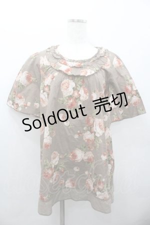 画像: PINK HOUSE / 花柄五分袖チュニック  グレージュ I-26-02-06-014-LO-BL-SA-ZI