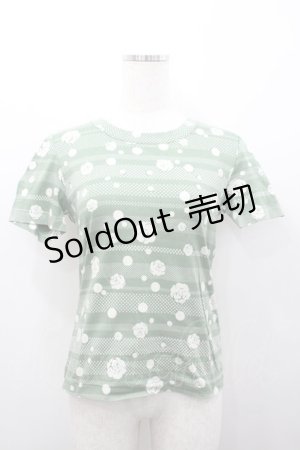 画像: INGEBORG / 水玉ボーダーTシャツ M グリーン I-26-02-06-015-LO-TS-SA-ZI