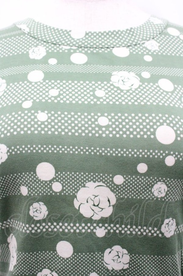 画像2: INGEBORG / 水玉ボーダーTシャツ M グリーン I-26-02-06-015-LO-TS-SA-ZI (2)