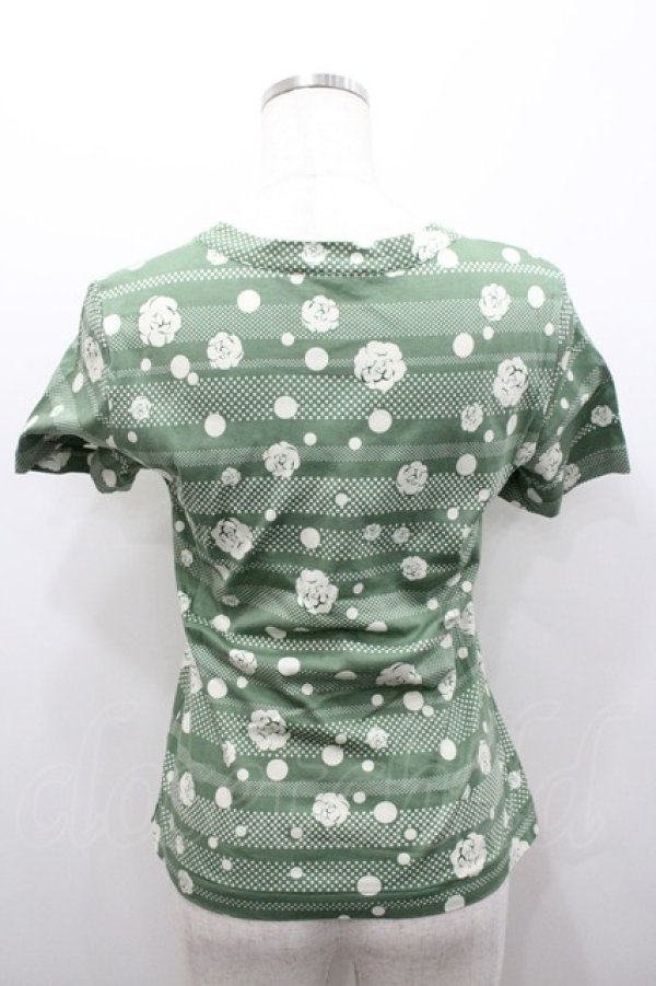 画像3: INGEBORG / 水玉ボーダーTシャツ M グリーン I-26-02-06-015-LO-TS-SA-ZI (3)