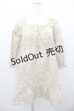 画像: PINK HOUSE / 花柄スクウェアネック五分袖チュニック  ベージュ I-26-02-06-017-LO-BL-SA-ZI