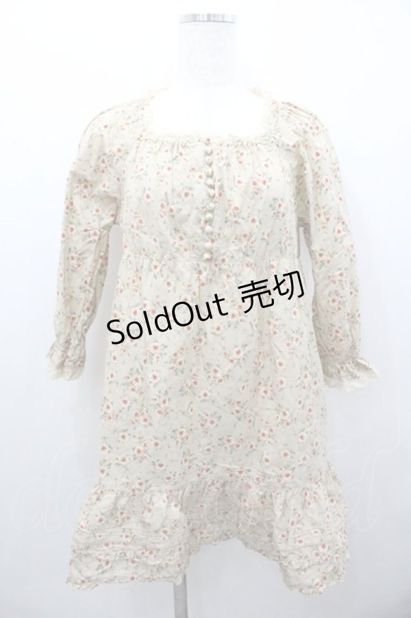 画像1: PINK HOUSE / 花柄スクウェアネック五分袖チュニック  ベージュ I-26-02-06-017-LO-BL-SA-ZI (1)