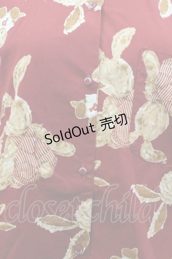 画像3: PINK HOUSE / オーバーオールうさぎさん半袖シャツ M レッド I-26-02-06-019-LO-BL-SA-ZI (3)