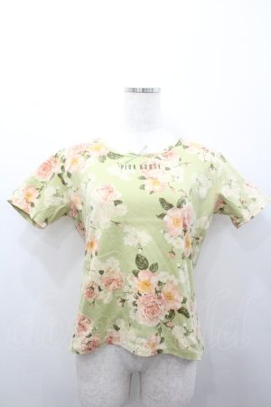 画像: PINK HOUSE / ローズブーケ半袖カットソー L グリーン I-26-02-06-020-LO-TO-SA-ZI
