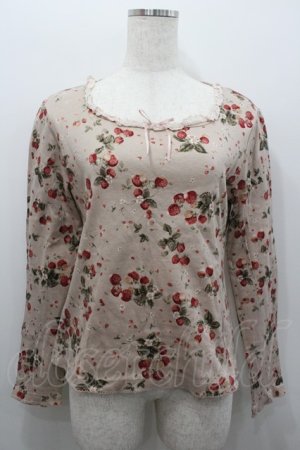 画像: PINK HOUSE / 苺柄カットソー L ピンク I-26-02-06-022-LO-TO-SA-ZI