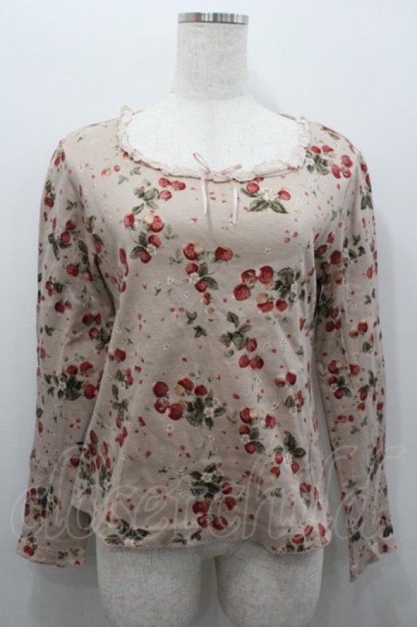 画像1: PINK HOUSE / 苺柄カットソー L ピンク I-26-02-06-022-LO-TO-SA-ZI (1)