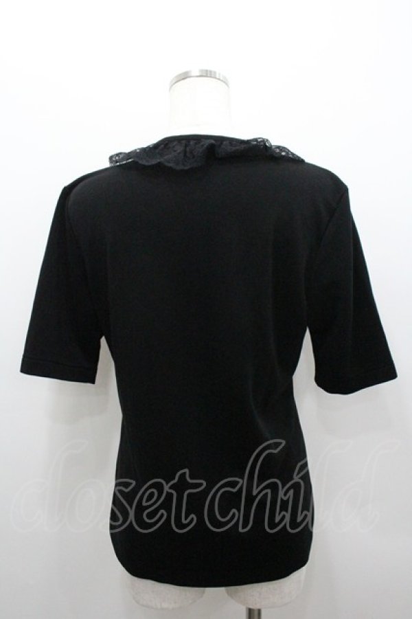 画像3: INGEBORG / レース付き半袖カーディガン L ブラック I-26-02-06-027-LO-TO-SA-ZI (3)